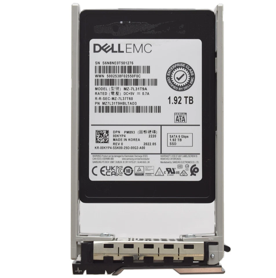 Dell Samsung PM893 2.5" 1.92TB 6GBPS RI SATA SSD Drive - 0KYP4 MZ-7L31T9A - Image 1 of 1