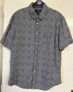M&S Autograph Men’s Navy & White Floral Short Sleeve Slim Fit Shirt Size Large - Picture 1 of 10