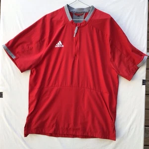 Adidas Baseball Icon 1/4 Zip Pullover Rot Warm Up Shirt Herren Gr. M - Bild 1 von 4