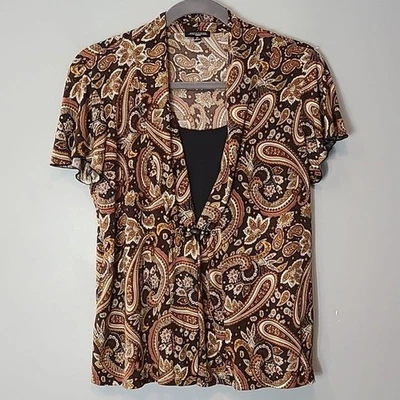 Vintage Y2K Chocolate Brown Liquid Knit Top Womens Size 2X Layered 90s Retro - Image 1 of 4