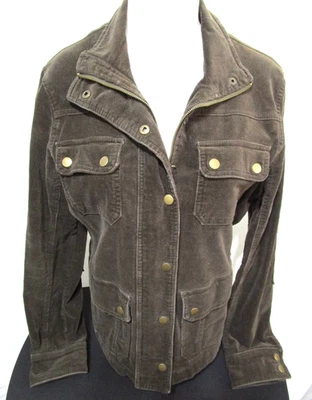 Kut From The Kloth Brown Stretch Corduroy Utility Military Jacket Women Sz L - Image 1 of 4