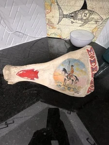 Vintage Denver Signed Painted Native American Bone - Picture 1 of 5