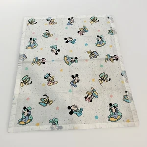Vintage Dundee Mickey Mouse Minnie Pluto Disney Baumwolle Babydecke Satinborte - Bild 1 von 7