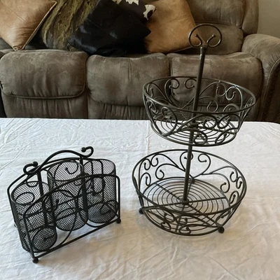 Princess House Napkins and Utensil Holder and Fruit Basket Set of 2 - Image 1 of 4