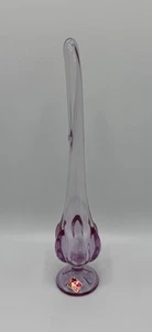 Viking Glass Epic 6 Petal Swung Vase Pink Rose Lilac RARE vintage MCM 13” - Picture 1 of 5