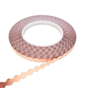 Cinta de lámina de cobre festoneada de doble filo para vitrales, manualidades hágalo usted mismo, C... - Imagen 1 de 6