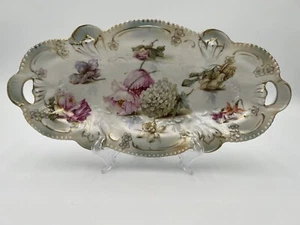 Antique Genuine RS Prussia Oval Scalloped Handled Tray Plate Old Mark 1870-1910 - Picture 1 of 6