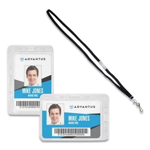(12) Advantus Antimicrobial Breakaway Lanyard Vertical/Horizontal Badge Holder - Picture 1 of 1