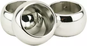6 Silver Fun Elegant Reusable Round Plastic Napkin Rings - Picture 1 of 2