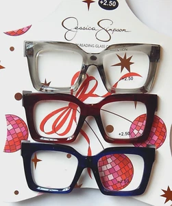 JESSICA SIMPSON 3 PACK SET PREMIUM READING GLASSES READERS +2.50 NEW AUTHENTIC - Picture 1 of 2