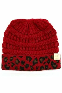 C.C Kids 2-5 Years Leopard Animal Print Ribbed Knit Beanie Hat - Picture 1 of 17