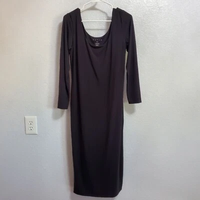 Hatch Maternity Midi Dress Size L Bodycon Black Long Sleeve Built in Bra Stretch - Image 1 of 4