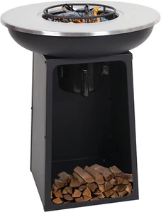 Barbecue BBQ Braciere Con Piastra Riscaldante HWC-K97 Acciaio Ø 59Cm Nero - Foto 1 di 12
