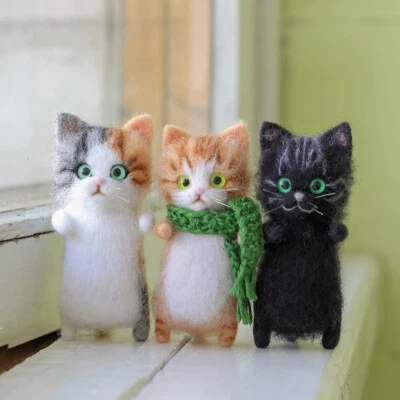 1Set DIY Needle Craft Cat Felting Wool Felt Material Kit Plush for Beginners New - Image 1 of 4