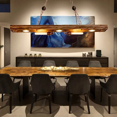 Retro Vintage Iron & Wood Pendant Light Dining Room Ceiling Lamps E27 Hanging Lamp - Image 1 of 4