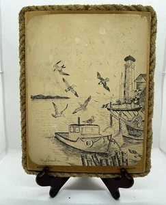Folk Art Vintage Canadian Lloyd G. Nowlan "Snug Cove" 1986 Port Hole Scene - Picture 1 of 2