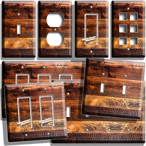 RUSTIKALER ANTIKER KIEFER TABAK HOLZ STIL LICHTSCHALTER STECKDOSE WANDTELLER ZIMMERDEKO - Bild 1 von 34