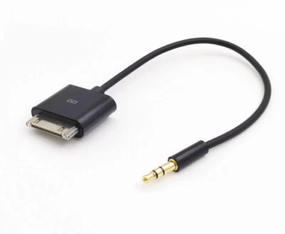 30 Pin Stecker auf Audio 3,5 mm Dock Adapter Kabel Auto AUX Buchse für iPhone iPad iPod-BK - Bild 1 von 2