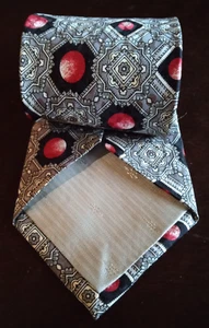 Necktie TIE - Fierte s.r.l. 100% SILK Handmade from Italy, Silver - Black - Red - Picture 1 of 4