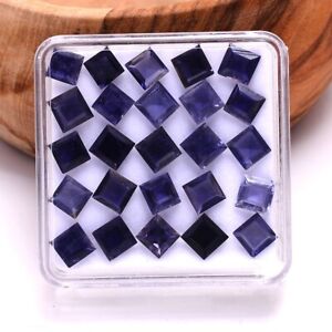 25 Pcs Natural Iolite 5mm Square Faceted Cut Sparkling Untreated Loose Gemstones
