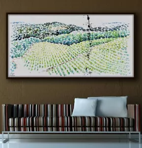 Pintura de paisaje 67"" viñedo durante el verano, artículo original y hecho a mano - Imagen 1 de 5