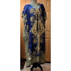 Mujeres Largo Caftán Mujeres Talla Única Maxi Vestido Playa Caftán Poncho Azul Profundo - Imagen 1 de 3