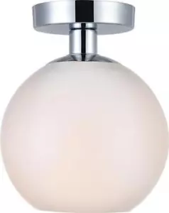 Flush-Mount Ceiling Light BAXTER Transitional 1-Light Chrome Milk White Glass - Picture 1 of 1