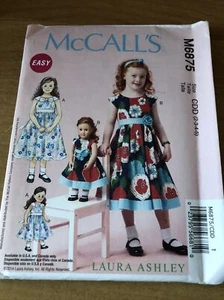 MCCALL'S 6875 GIRLS 2 3 4 5 & 18" DOLLS - LAURA ASHLEY DRESSES Sewing Pattern UC - Picture 1 of 5