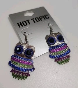 New Silver & Jewel Tones Dangle Hook Earrings by Hot Topic NOT HEAVY - Picture 1 of 3