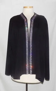 Misook Damen schwarz Acryl Strick mit Strassbesatz vorne offen Cardigan Jacke 3X - Bild 1 von 5