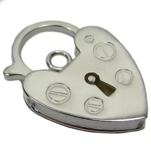 Sterling Silver Heart Shaped Padlock Charm 13mm Jewellery New .925 - FP62 - Picture 1 of 3