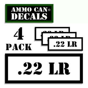 Lata de munición 22 LR 4 etiquetas para estuche de municiones 3"" x 1,15"" pegatinas calcomanía paquete de 4 WT - Imagen 1 de 1