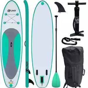 EXPLORER SUP Board Stand Up Paddle Surfboard aufblasbar Paddel 244x71x10cm Mint - Bild 1 von 5