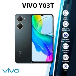 VIVO Y03t Android Cell Phone (Black/4GB+128GB/Dual SIM/Unlocked/Octa Core) - Picture 1 of 5