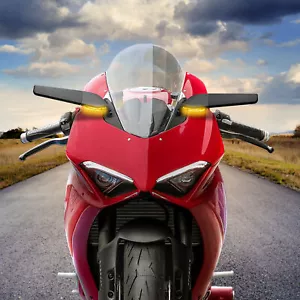 MOFUN LED Light Rearview Wind Wing Fin Mirror For Ducati 1299 Panigale 1098 - Picture 1 of 7