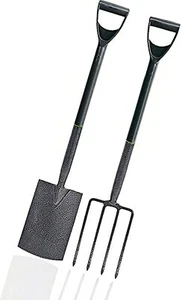 Heavy Duty Carbon Steel Garden Fork And Spade Set Digging Tools Border Edging UK - Picture 1 of 14