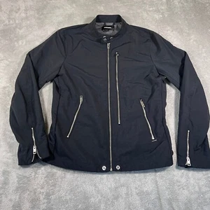 Diesel J-Miles Jacket Mens Size Large Black Full Zip Moto Biker Cafe Nylon - Picture 1 of 10