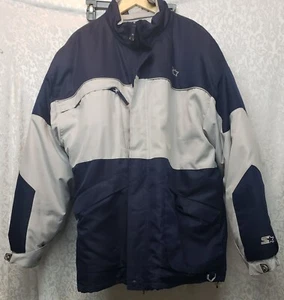 Starter Winter Jacket Mens size 2XL Navy Blue & Gray/Smoke Coat Removable Lining - Picture 1 of 11