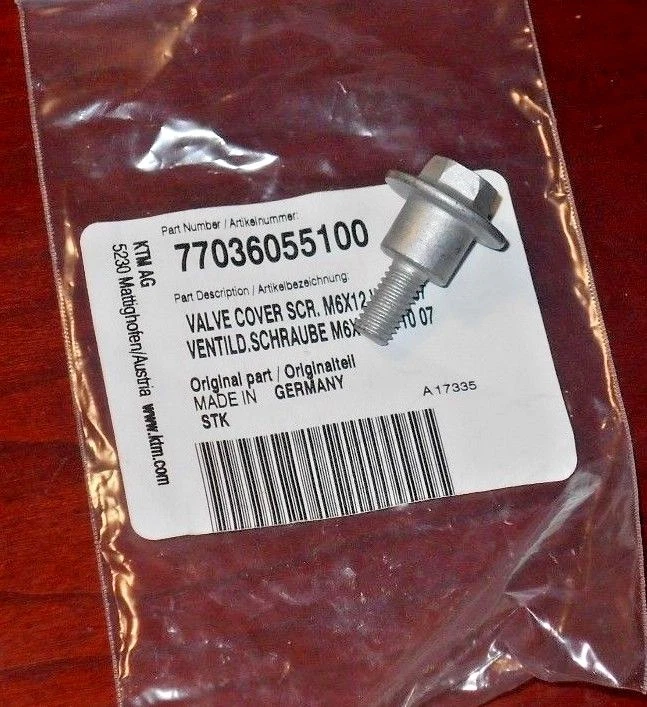 KTM 250,350,450,450,505 ATV, SX-F,SMR,XC-F, PERNO DE CUBIERTA DE VÁLVULA DE MOTOR 77336054150 Foto 1 de 1