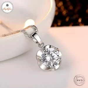 Crystal Cross Pendant Chain Necklace 925 Sterling Silver Jewellery Gift UK - Picture 1 of 4