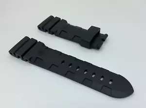 NEW AUTHENTIC PANERAI WATCH 26MM BLACK RUBBER STRAP CAOUTCHOUC BLACK OEM - Picture 1 of 6