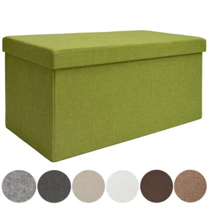 Faltbare Sitzbank 76x38x38 cm inkl. Trennwand Sitztruhe 80L Polsterbank Grün - Bild 1 von 9