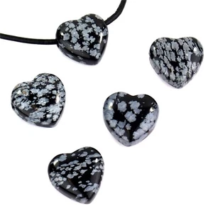 Schneeflocken - Obsidian Herz - Anhänger Ø 20 mm seitlich gebohrt AA-Qualität - Bild 1 von 1