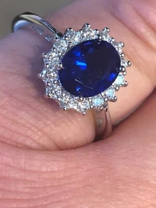 Kate Middleton Natural Brazil Sapphire Engagement Ring All Precious Stone Metal - Picture 1 of 4