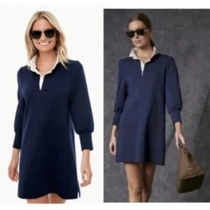 Pomander Place Tuckernuck Charlotte Terry Shirt Dress Preppy Navy Blue Size S - Bild 1 von 10