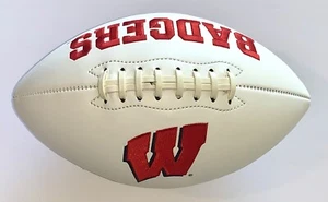 Wisconsin Badgers Football pannello bianco autografo display pallone nuovo - Foto 1 di 10
