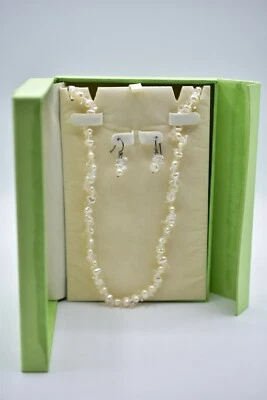 Coldwater Creek Collar Pendientes Perla Cultivada Agua Dulce Piedra Genuina CAJA Foto 1 de 4