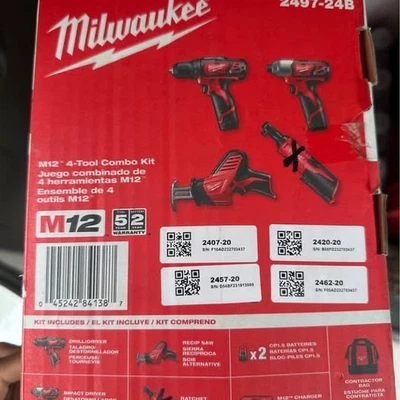 Milwaukee M12 12VLithium-Ion Cordless Combo Kit (3-Tool) w/(2) 1.5Ah Batteries - Image 1 of 2