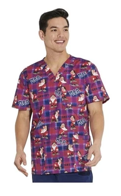 Cherokee Scrubs Disney Tooniforms Unisex V Neck Top Sz Large NEW. Grumpy - Image 1 of 3