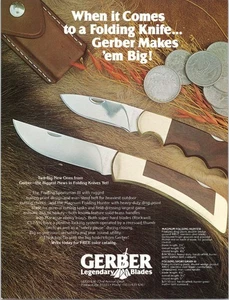 Gerber Print Ad Folding Sportsman III & Magnum Folding Hunter Knives 1975 - Picture 1 of 1